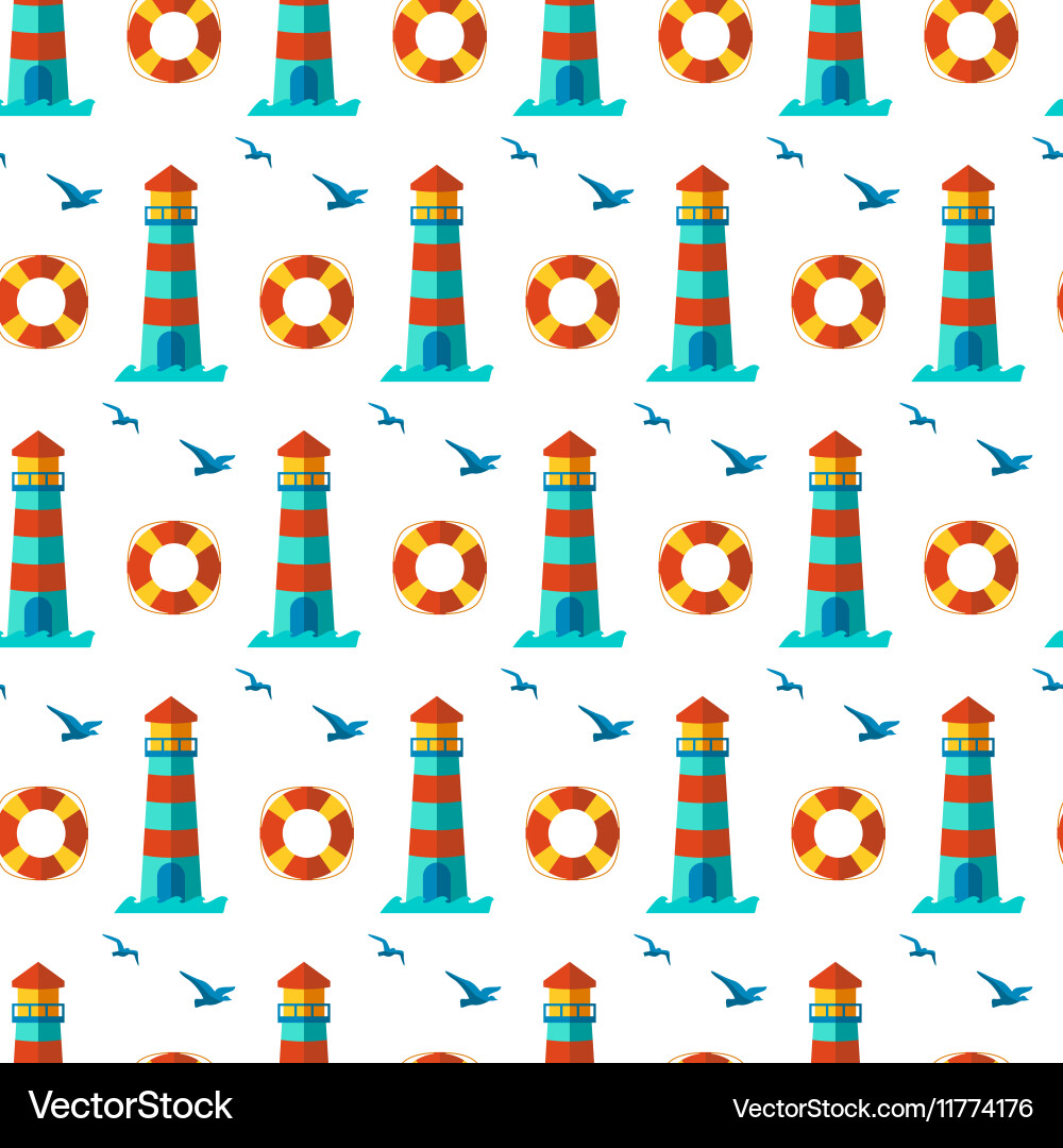 Seamless patterns nautical elements vector image