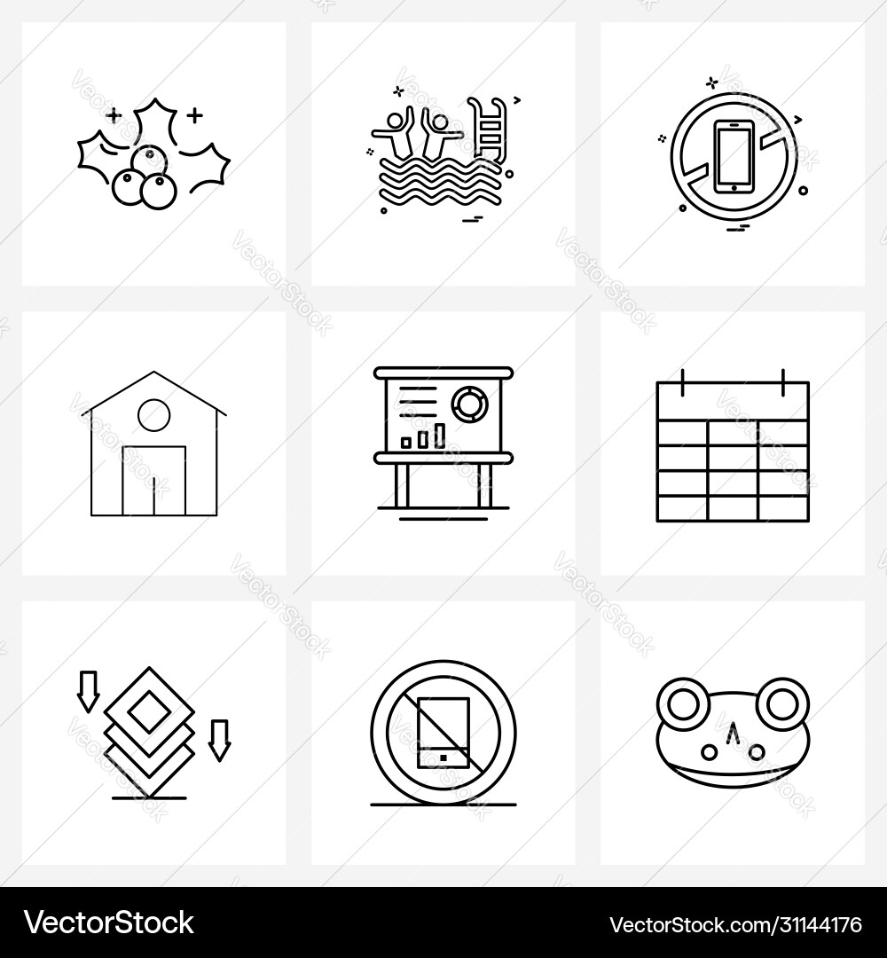 Set 9 simple line icons for web and print vector image
