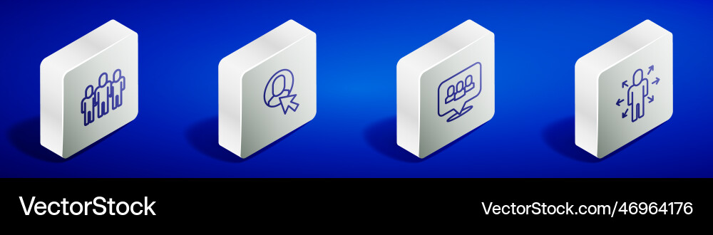 Set isometric line project team base worker Set isometric line project team base worker vector image