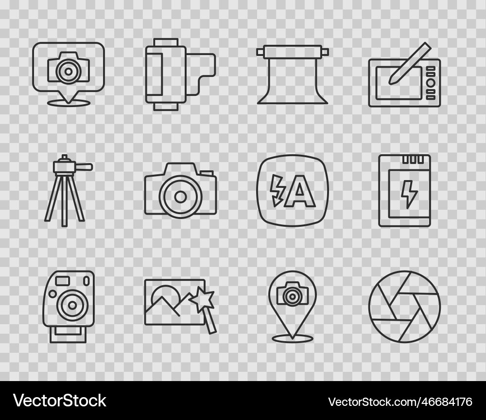 Set line photo camera shutter empty Set line photo camera shutter empty vector image