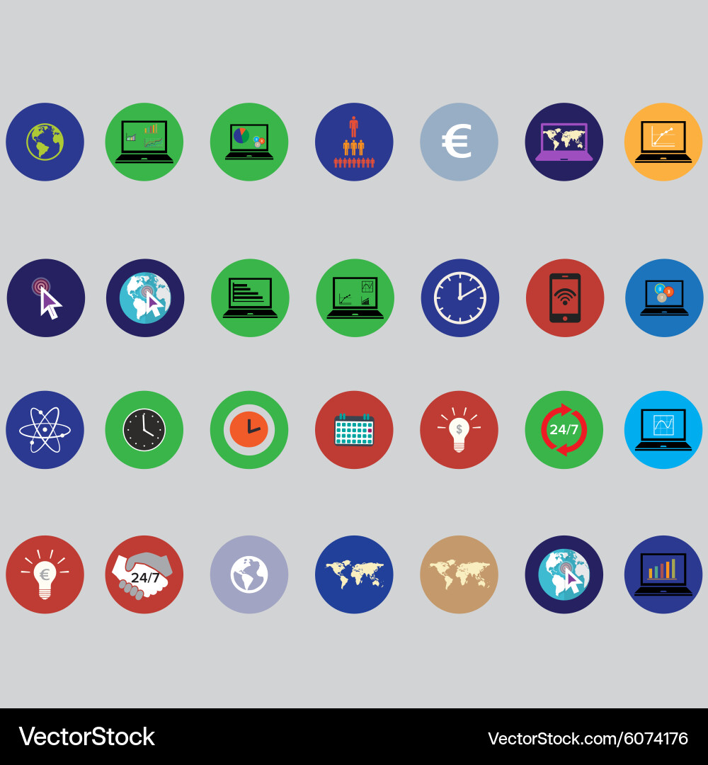 Set of icons with business elements in flat design vector image