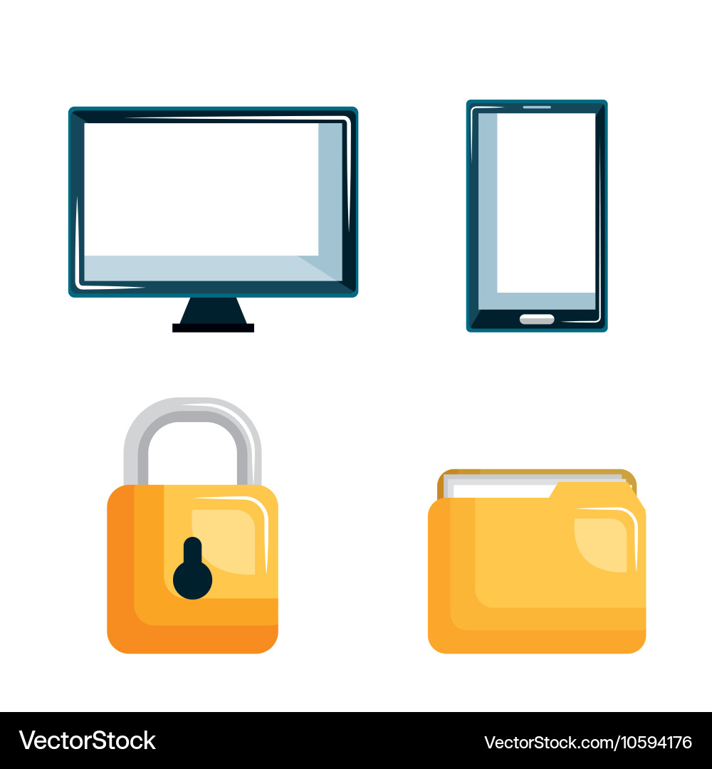 Set technology data digital security design vector image