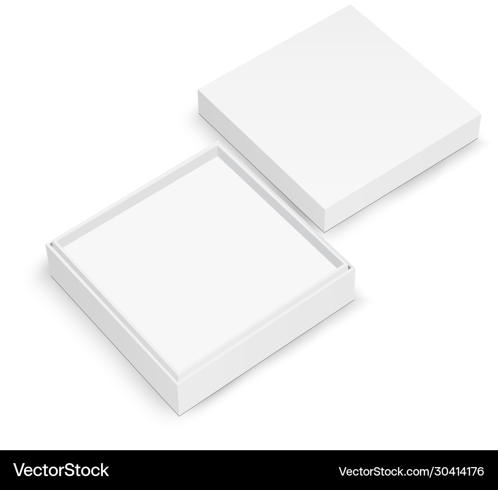 White Jewelry Box Mockup with Lid Vector Image
