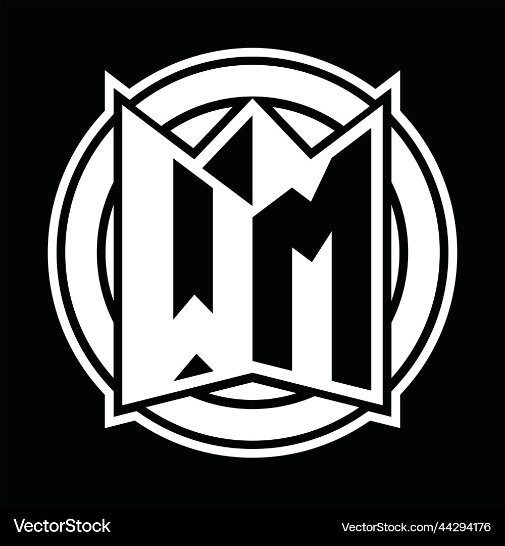 Wm logo monogram circle rounded design vector image