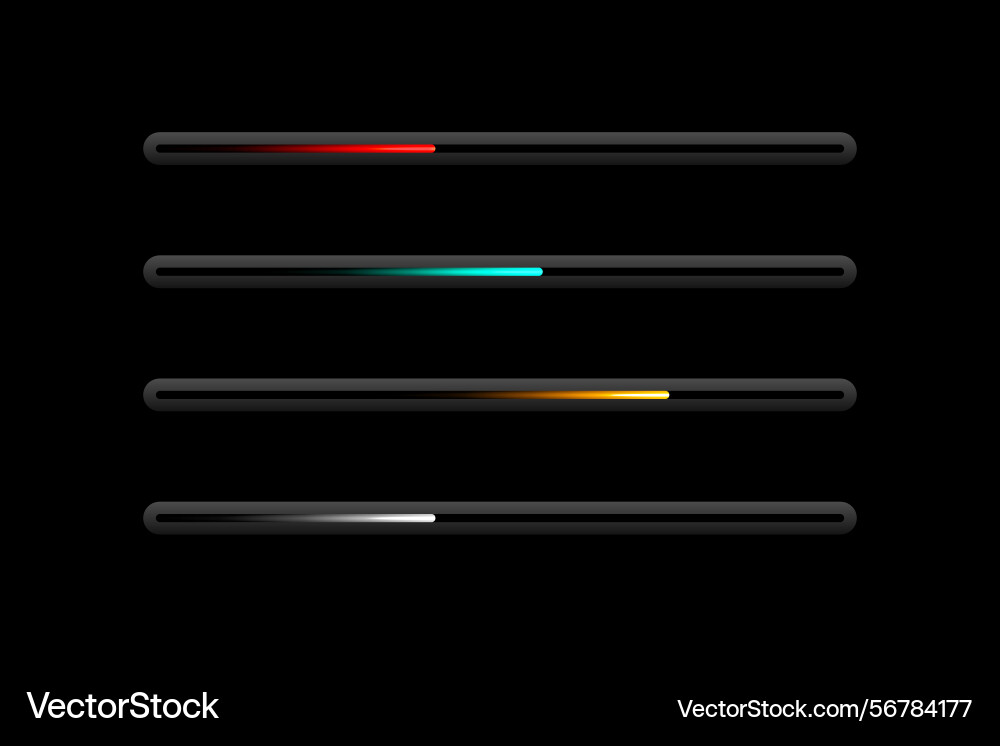 3d web loading slider bar dark background in set 3d web loading slider bar dark background in set Vector Image