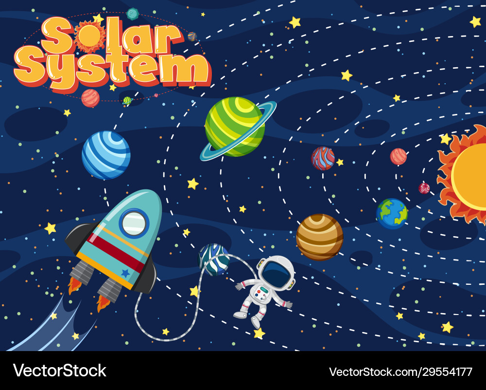 Background theme space with spaceship Vector Image