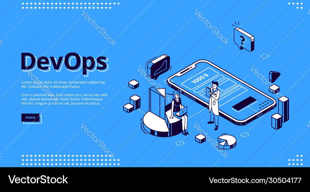 Devops development operations landing page Vector Image