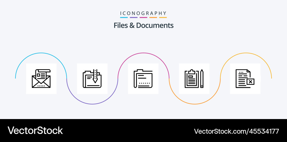 Files and documents line 5 icon pack including Vector Image