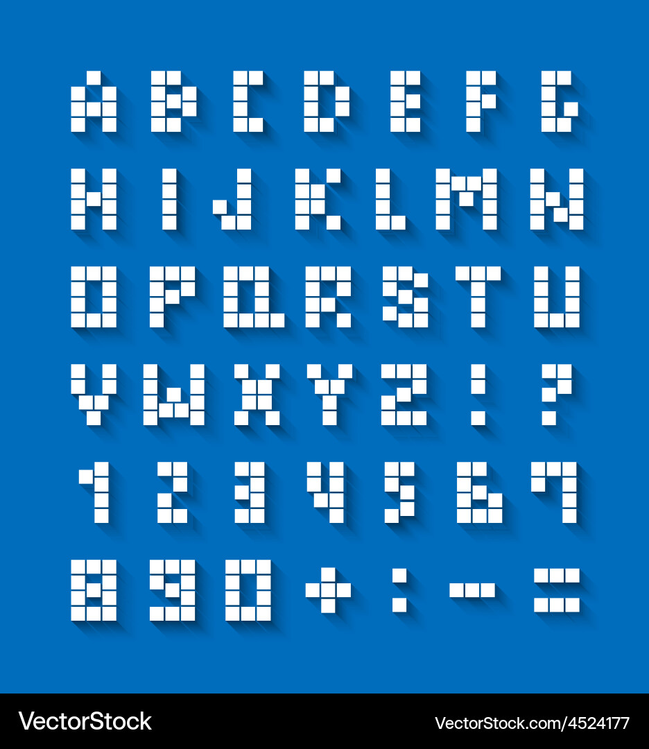 Flat pixel font with shadow effect vector image