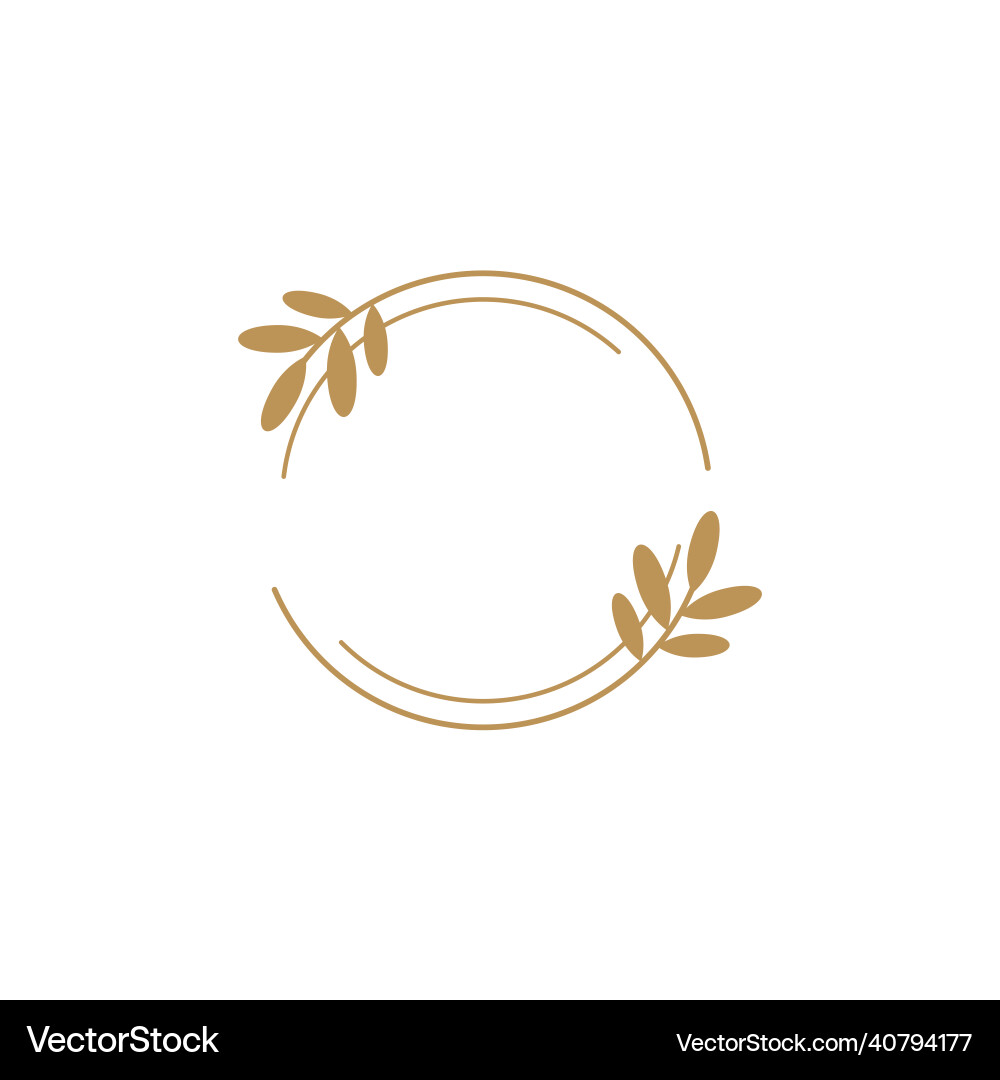 Floral circle frames minimalist gold logo Floral circle frames minimalist gold logo vector image