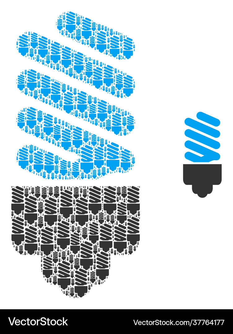 Fluorescent bulb recursion icon mosaic Fluorescent bulb recursion icon mosaic vector image