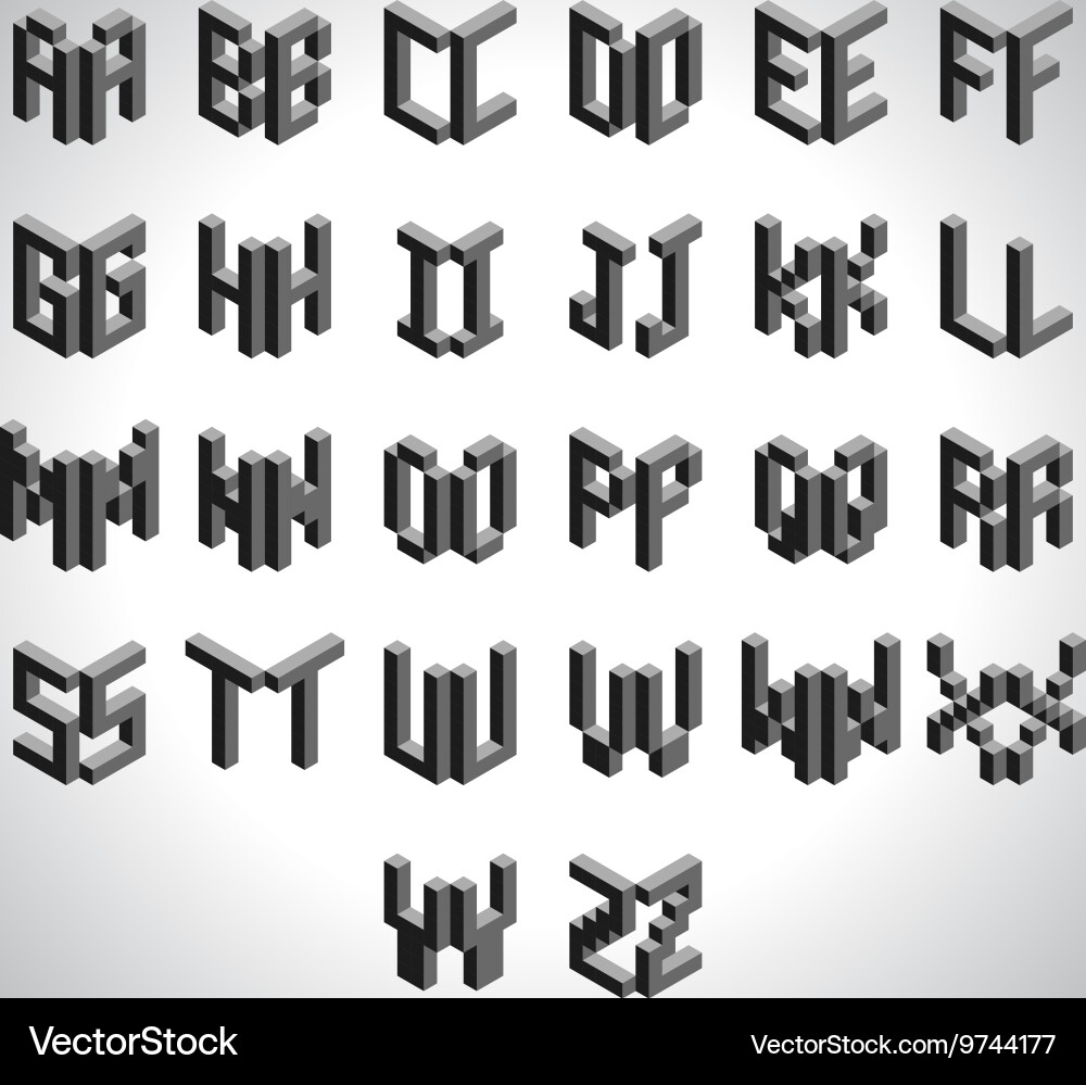 Geometric Cubic Font Block Set vector image