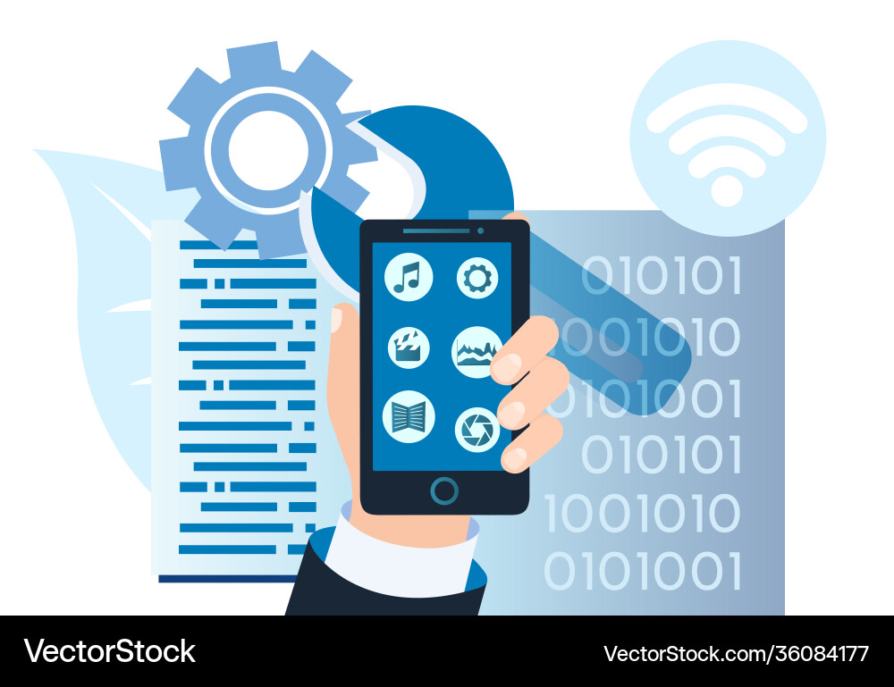 Mobile applications modern information computer Mobile applications modern information computer vector image