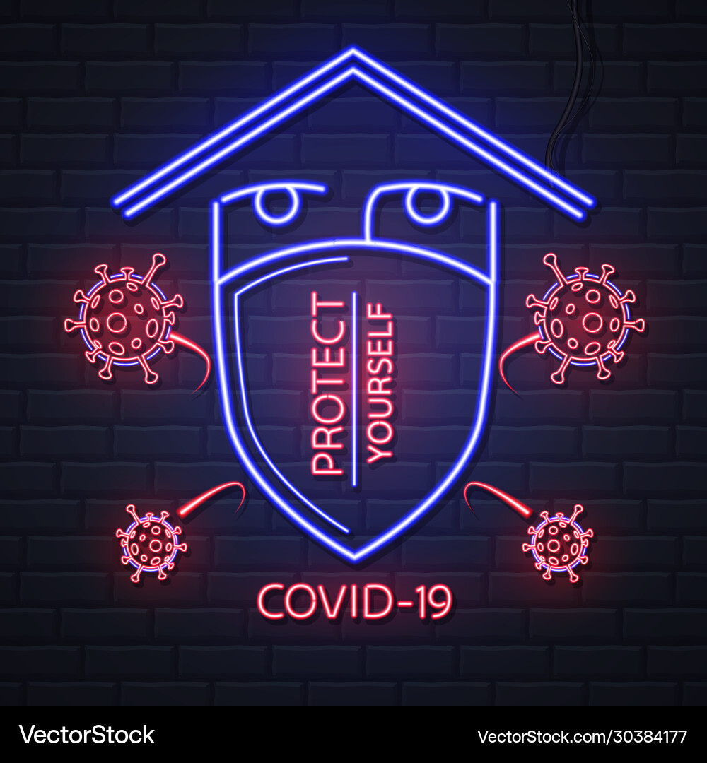 Neon sign stop covid-19 coronavirus quarantine Neon sign stop covid-19 coronavirus quarantine vector image