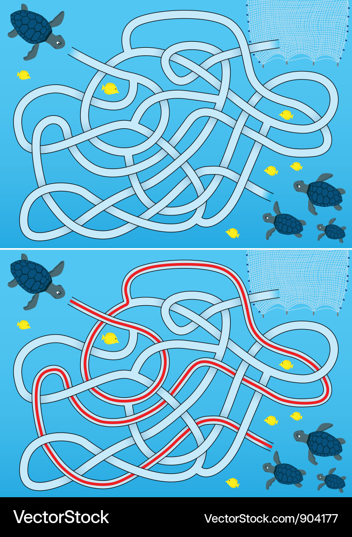Ocean Turtle Navigation Maze Vector Image