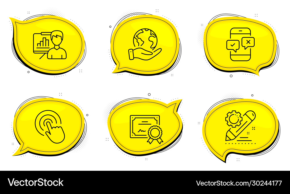 Phone survey project edit and click icons set Phone survey project edit and click icons set vector image