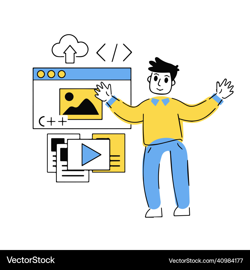 Programmer works with code vector image