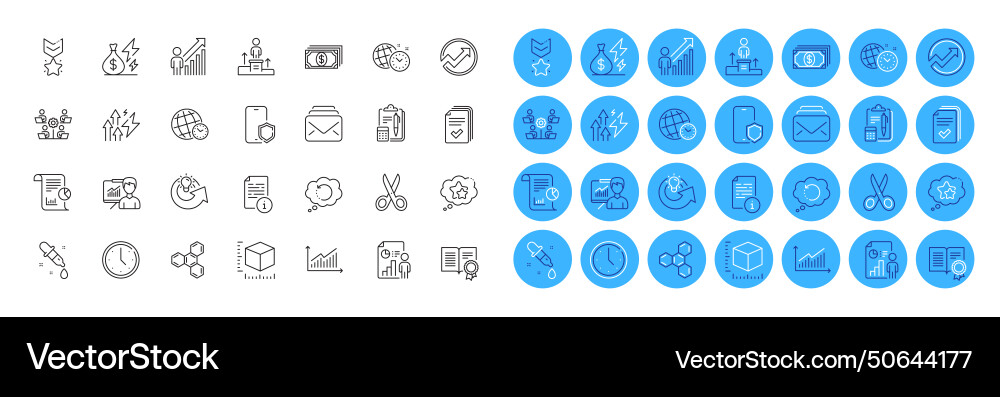 Recovery data handout and package size line icons Recovery data handout and package size line icons vector image