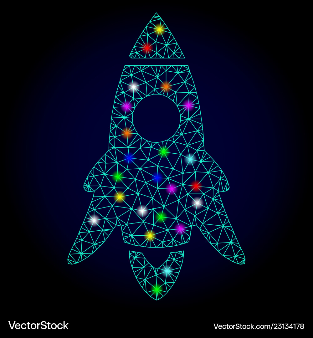 2d mesh rocket start with glare spots 2d mesh rocket start with glare spots vector image