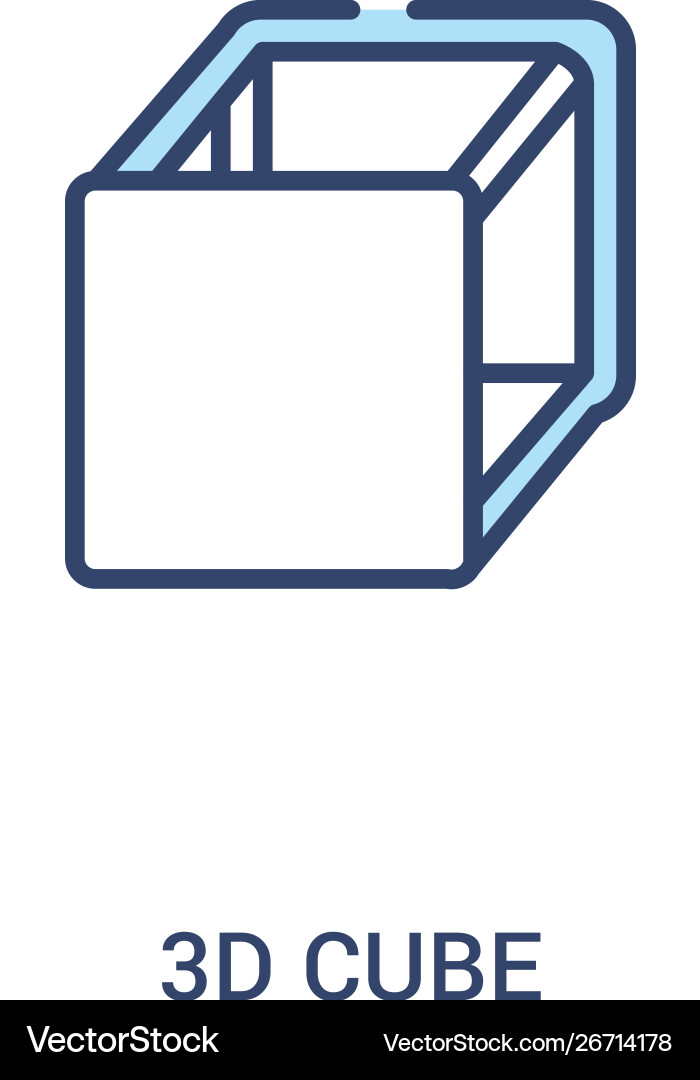 3d cube concept 2 colored icon simple line 3d cube concept 2 colored icon simple line vector image