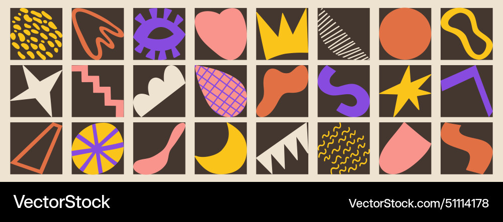 Abstract groovy geometric shape and grid set Abstract groovy geometric shape and grid set vector image