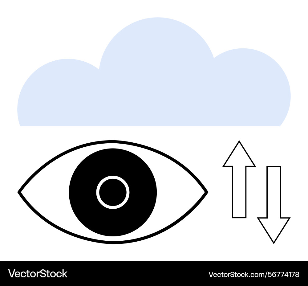 Cloud data access concept with eye and arrows Vector Image