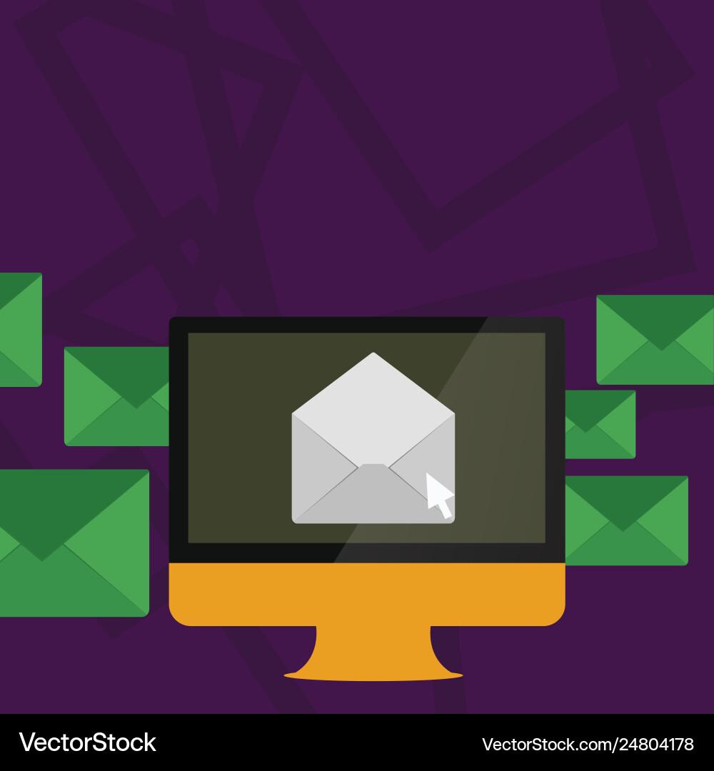 Computer screen with open color envelope and small Computer screen with open color envelope and small vector image