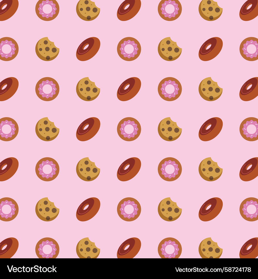Cookie and donut pattern Vector Image