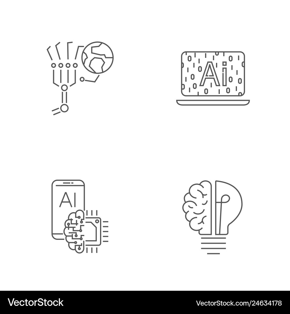 Digital technology icons set ai iot hi-tech Digital technology icons set ai iot hi-tech Vector Image