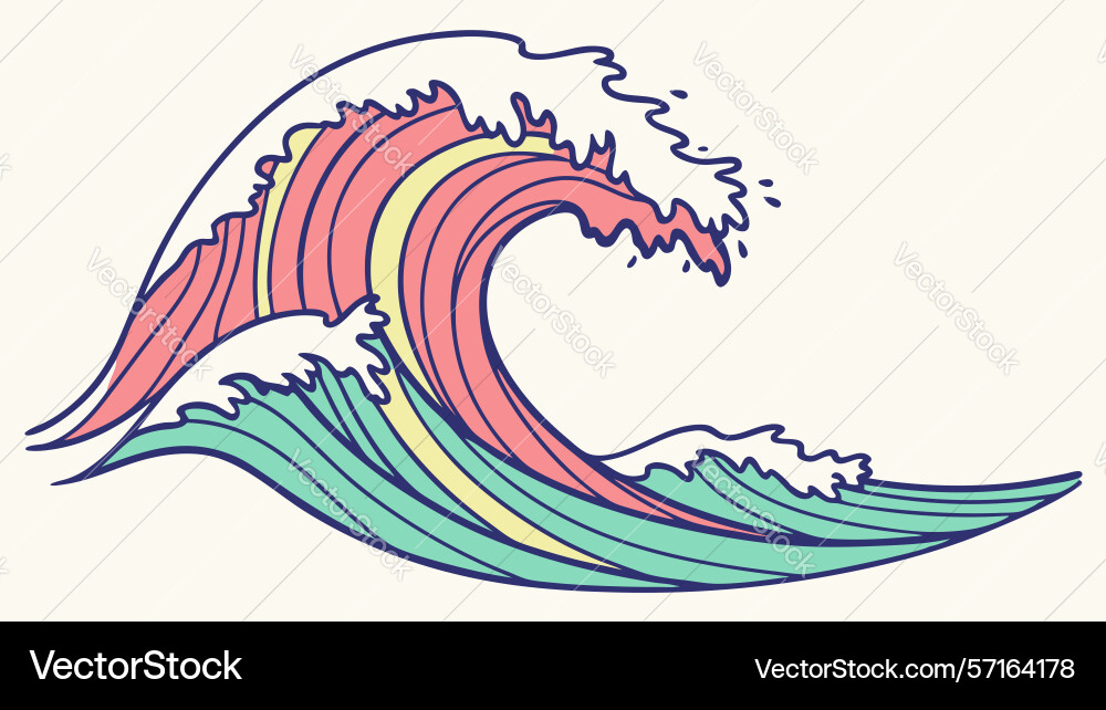 Dynamic ocean wave art design generative ai Vector Image