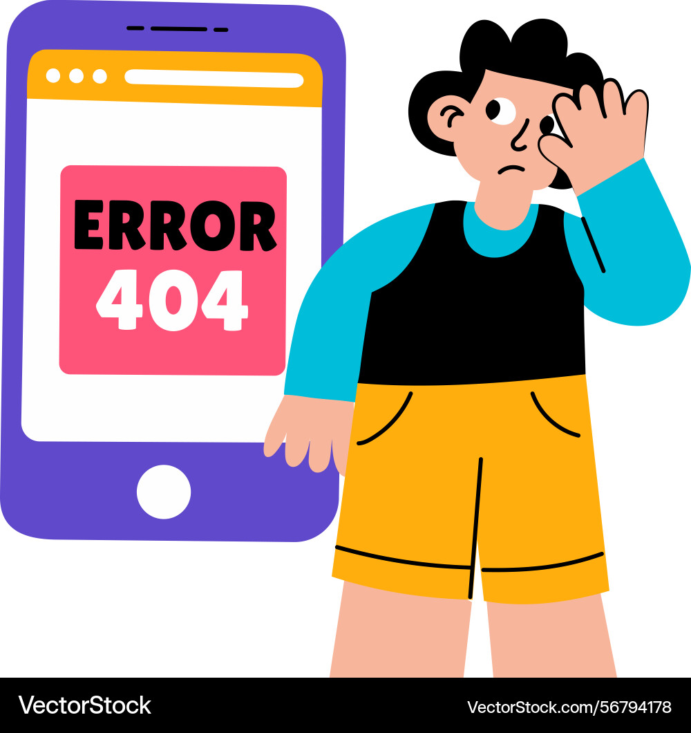 Flat style showing a phone error aler Vector Image