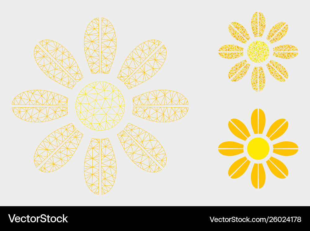 Flower mesh wire frame model and triangle vector image