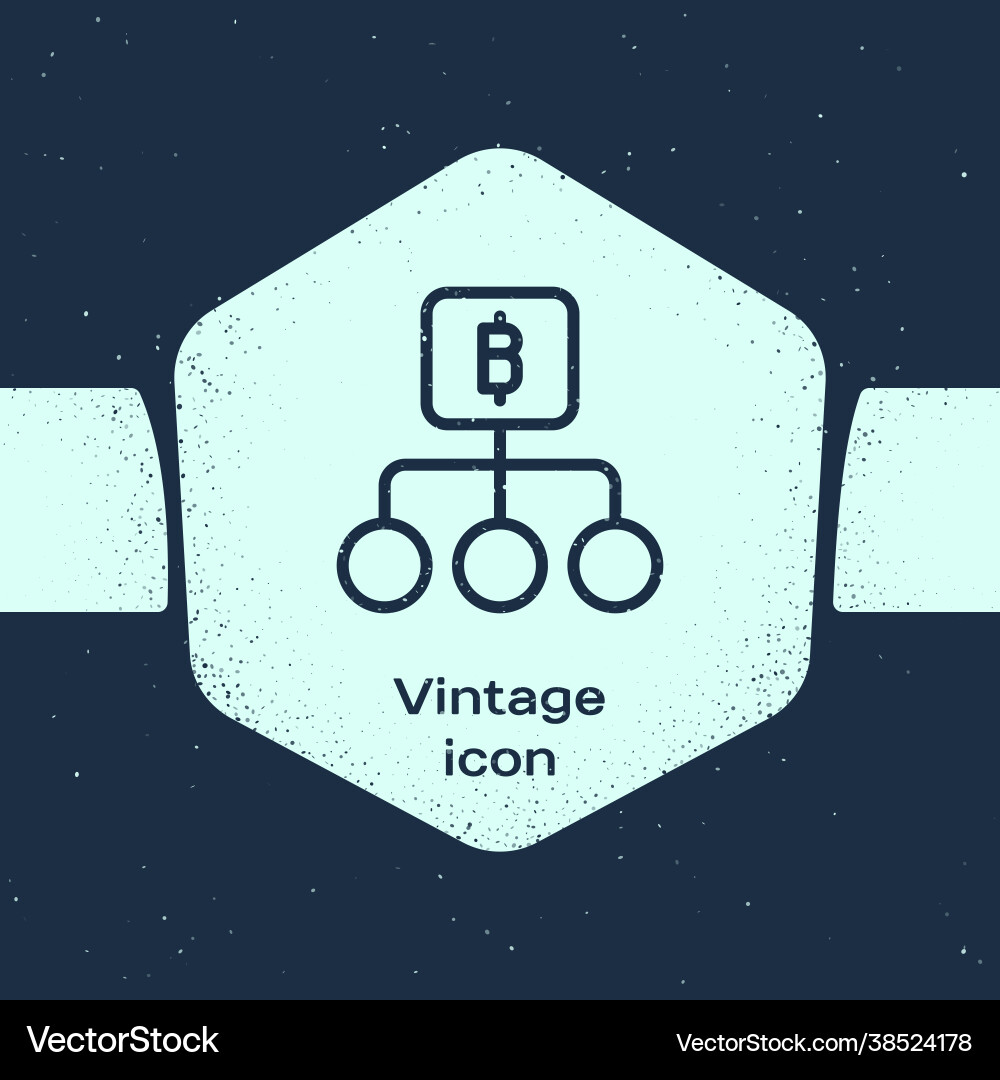 Grunge line blockchain technology bitcoin icon Vector Image
