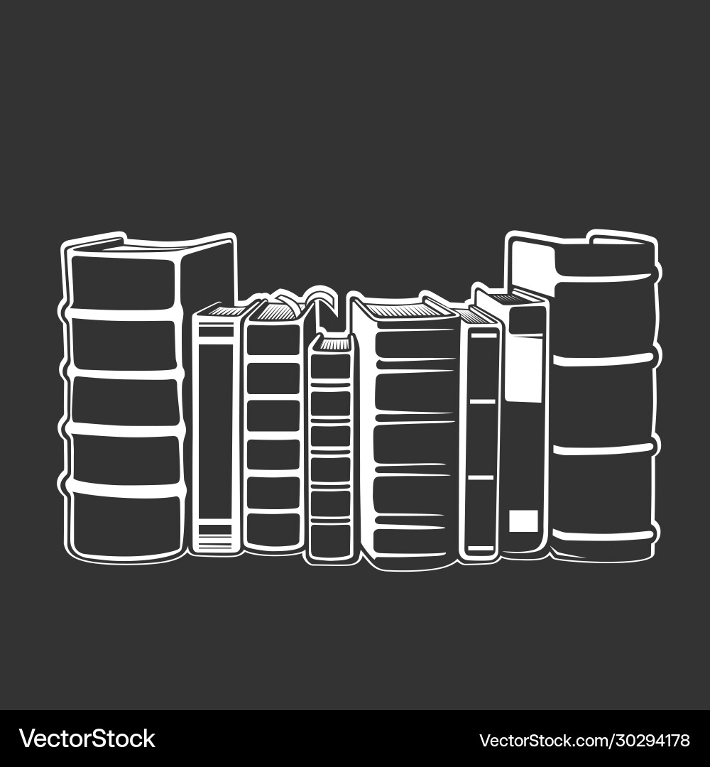Horizontal stack books in monochrome style Horizontal stack books in monochrome style vector image