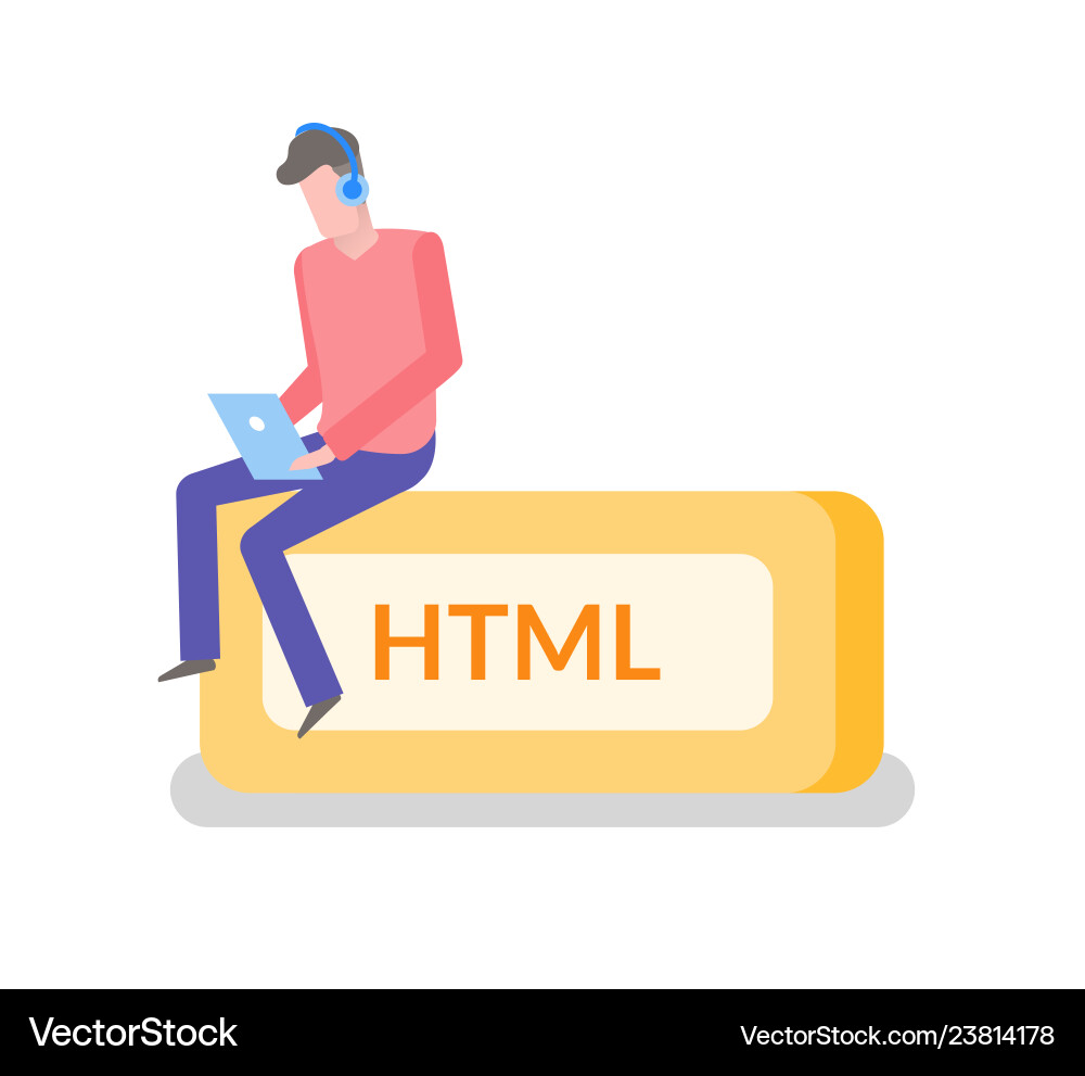 Html freelancer Mann arbeitet an Laptop-Codeer Codierung Html freelancer Mann arbeitet an Laptop-Codeer Codierung vektorbild