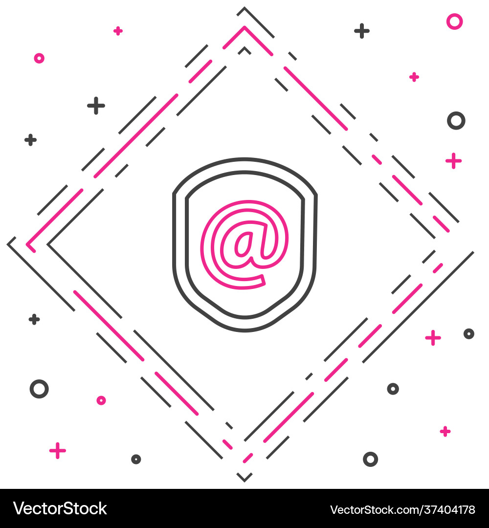 Line shield with mail and e-mail icon isolated Line shield with mail and e-mail icon isolated vector image
