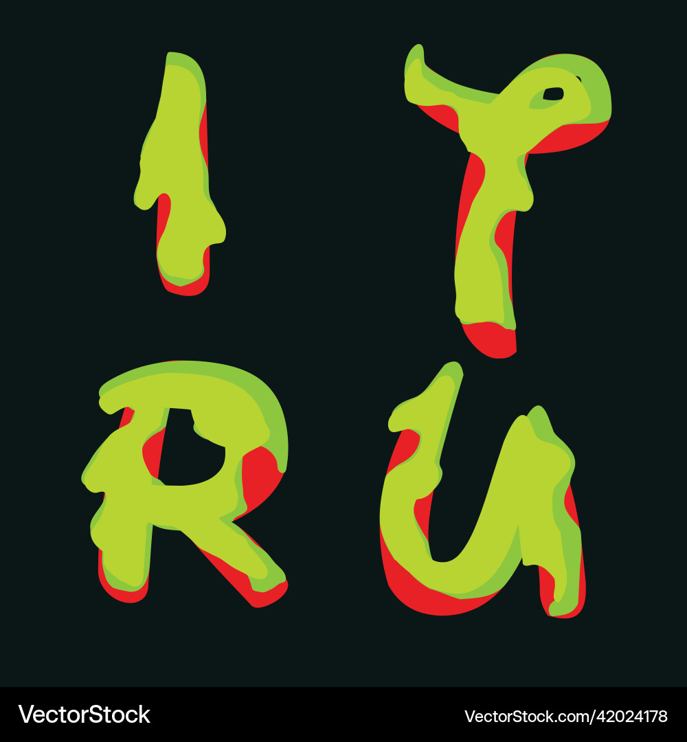 Liquid dripping font typing initials alphabet Liquid dripping font typing initials alphabet Vector Image