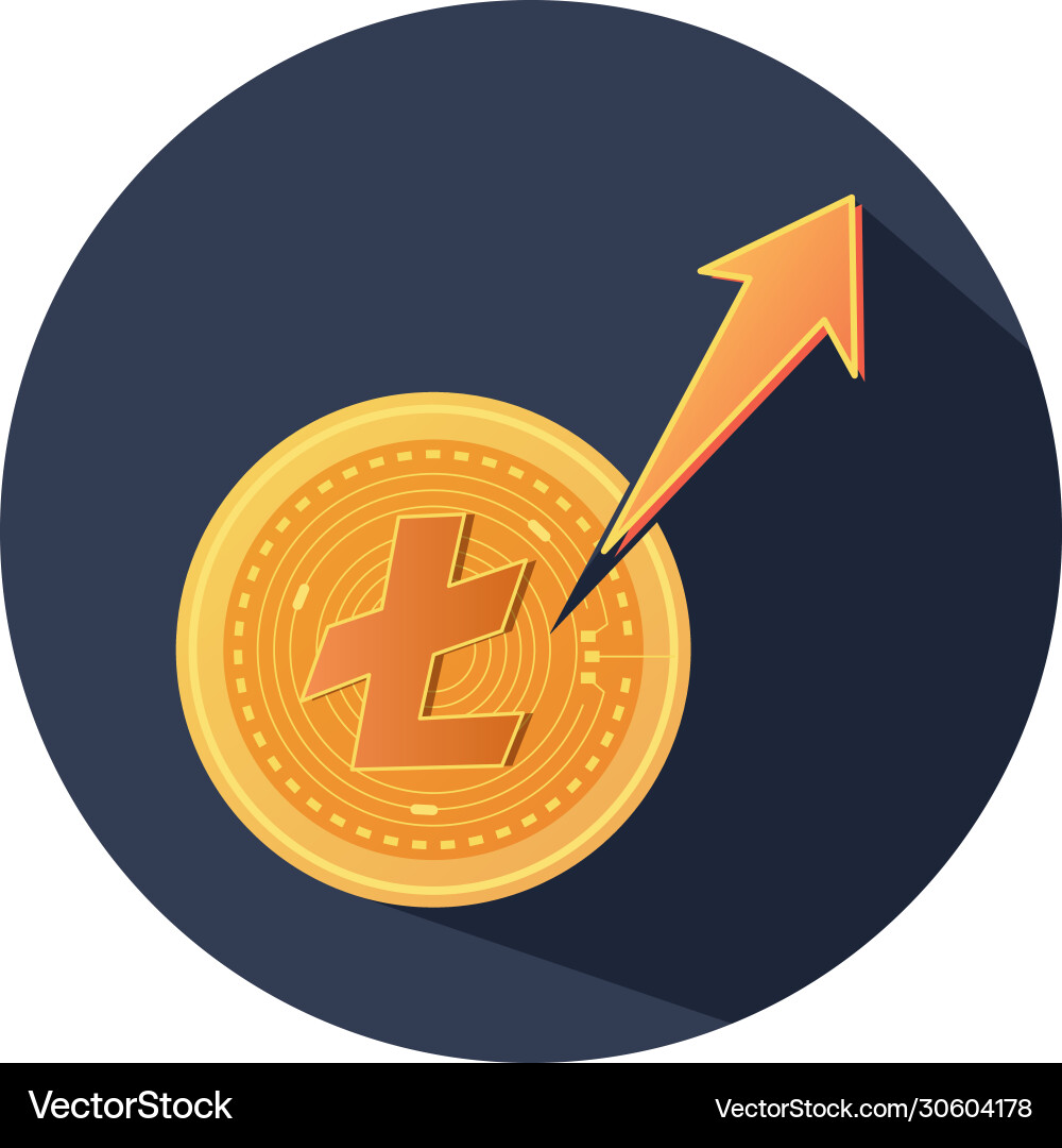 Litecoin coin and arrow icon block detailed style Litecoin coin and arrow icon block detailed style vector image
