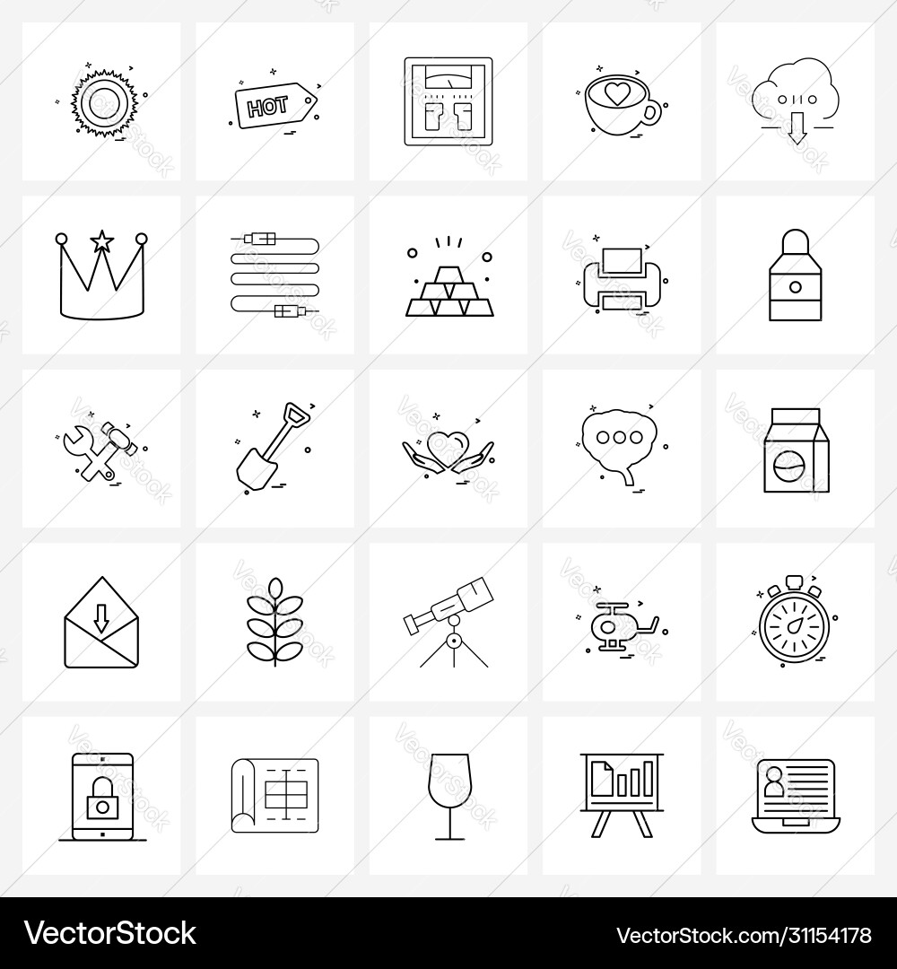 Pixel perfect set 25 line icons such as coding vector image