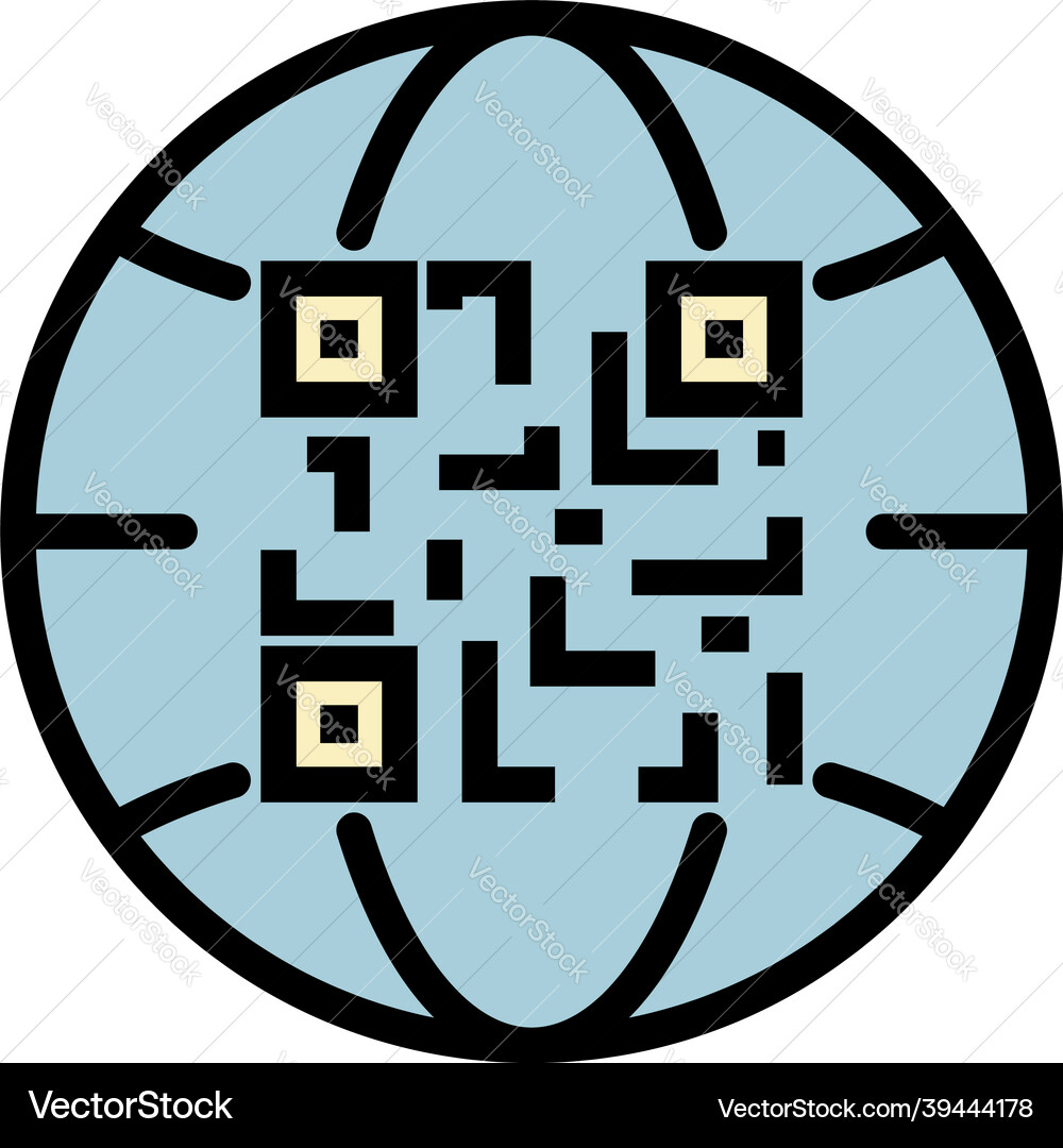 Qr code global use icon color outline Qr code global use icon color outline vector image