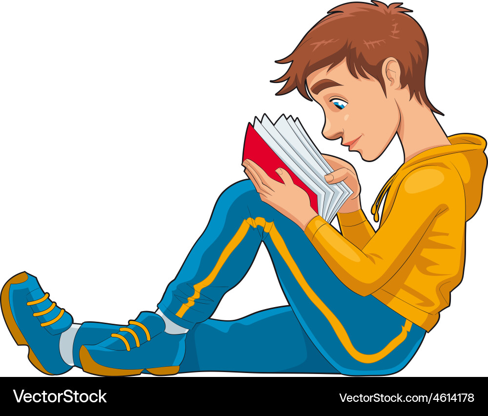 Reading student Royalty Free Vector Image - VectorStock