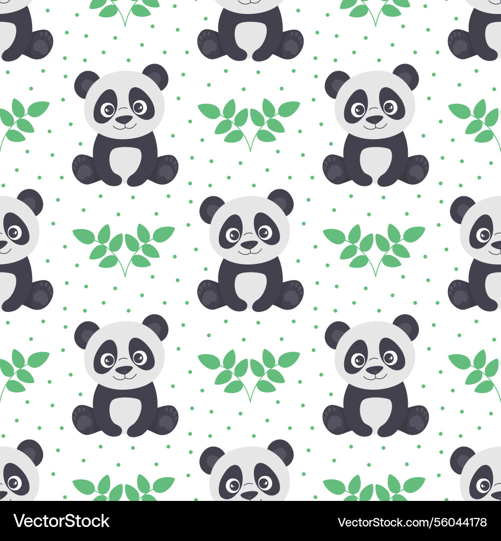 Seamless pattern with pandas adorable Seamless pattern with pandas adorable Vector Image