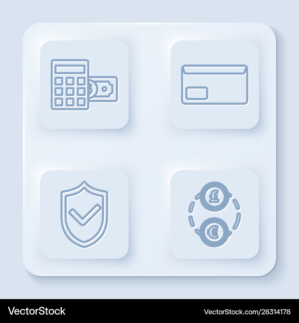 Set line calculator with dollar symbol envelope Vector Image