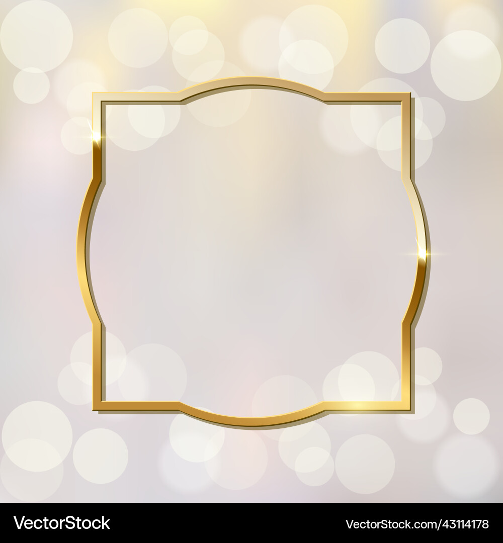 Shiny sparkling golden frame on blurred background Shiny sparkling golden frame on blurred background vector image
