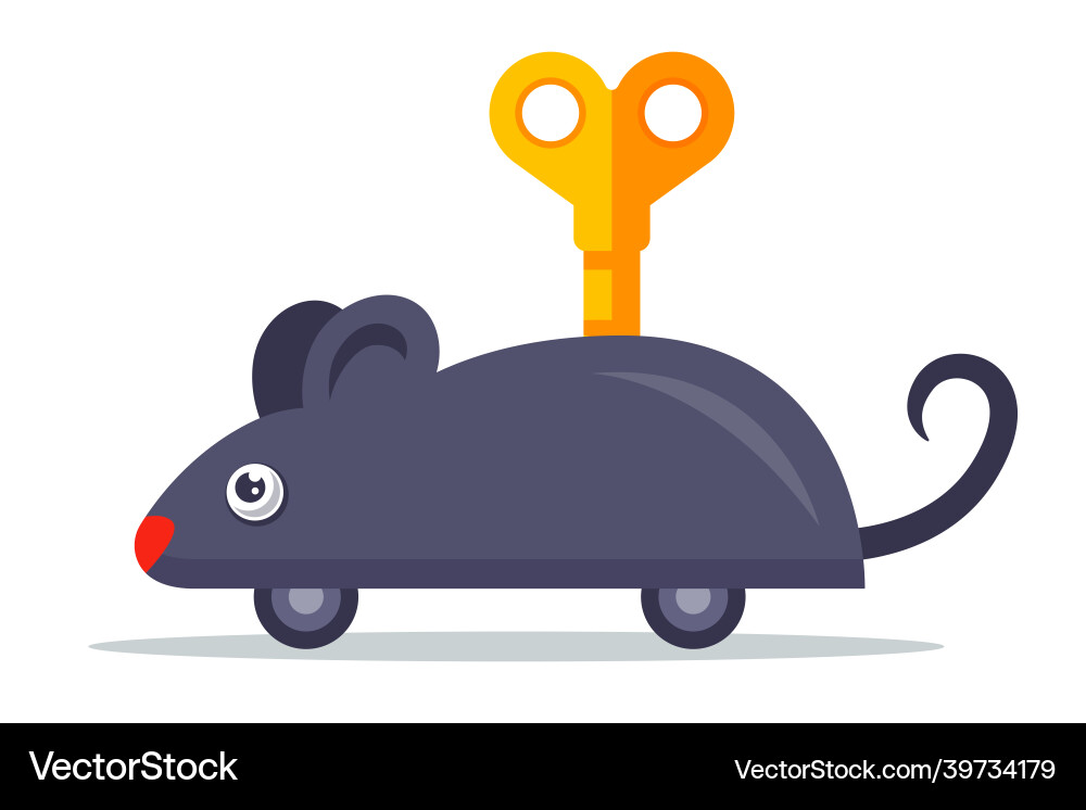 A clockwork gray mouse with key on its back Vector Image