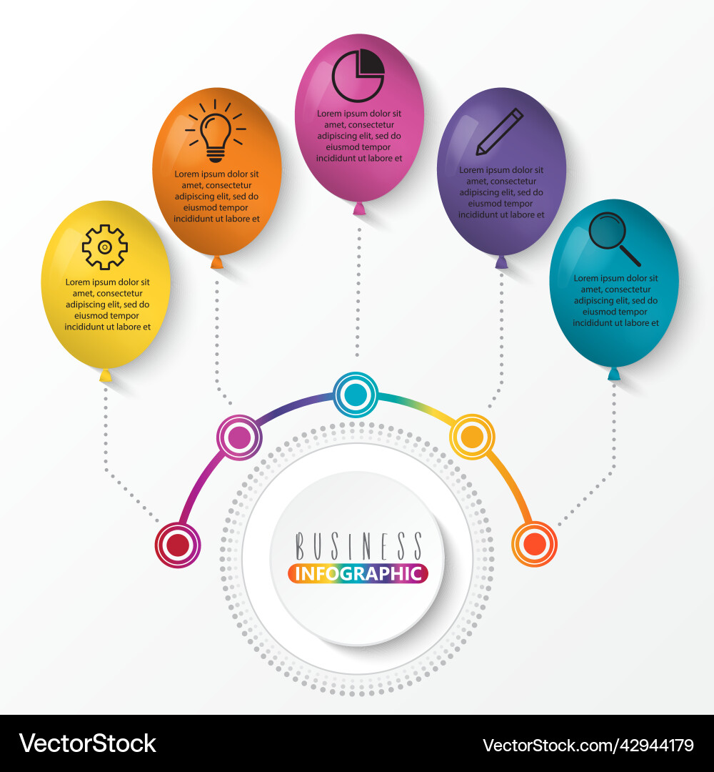 Balloon infographic background with sample text Vector Image