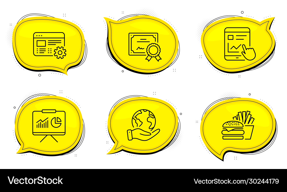 Burger internet report and web settings icons set Burger internet report and web settings icons set vector image