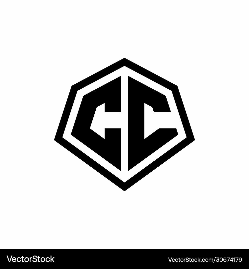 Cc monogram logo with hexagon shape and line Vector Image