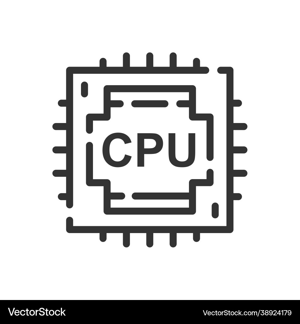 Chip icon in simple one line style vector image