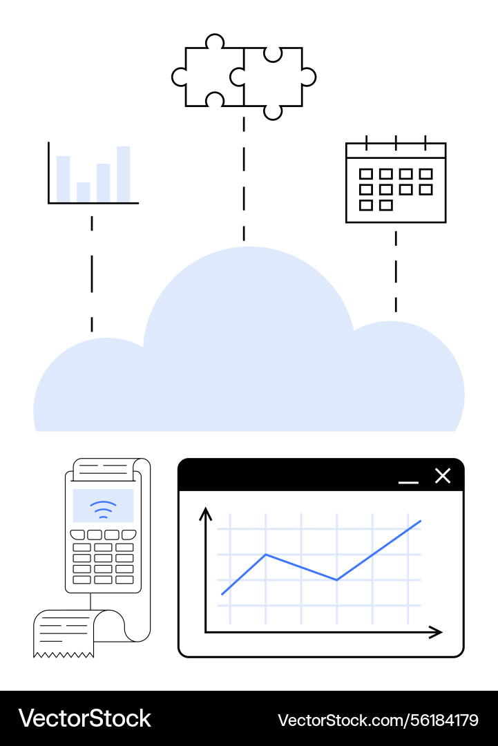 Cloud integration connecting data analytics Cloud integration connecting data analytics vector image